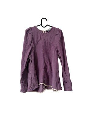 Tish Cox Purple Corduroy Puff Long Sleeve Top Womens Size Medium